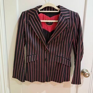 Chic Striped Blazer in Black and Pink